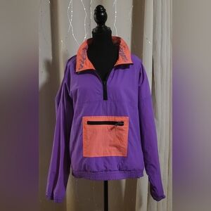 Vintage Weekends Neon Purple & Coral Anorak Windbreaker - L